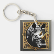 Marco ornamental de oro de rinoceronte negro