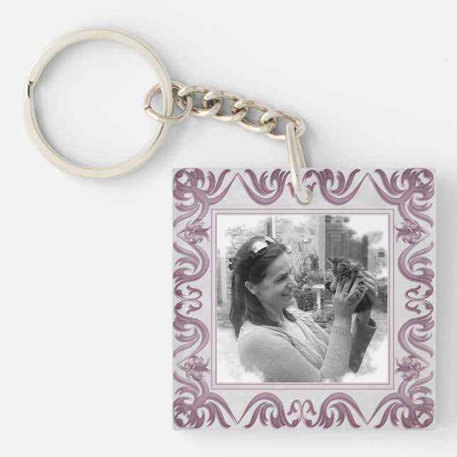 Llavero Marco retro de estilo barroco. Tu foto. (Frente)