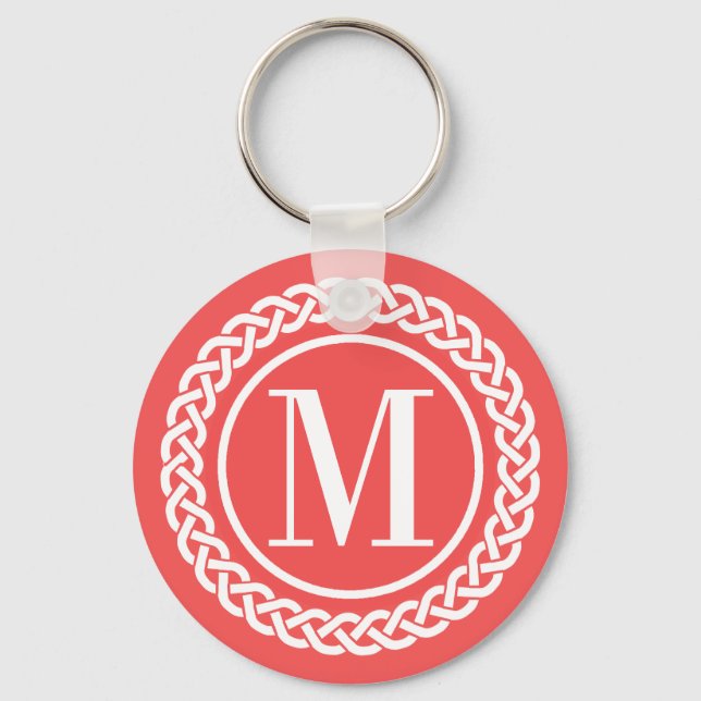 Llavero Marco trenzado rojo monogramado (Anverso)