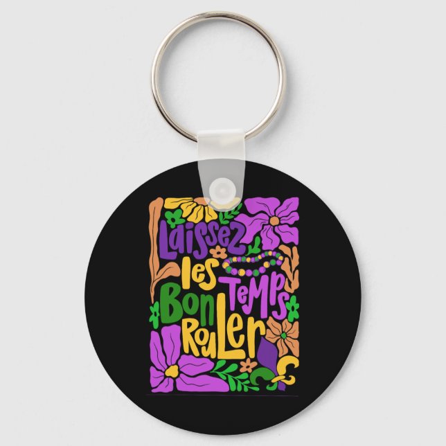 Llavero Mardi Gras Boho Laissez Les Bon Temps Rouler Fleur (Anverso)
