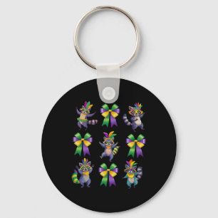 Llavero Mardi Gras Coquette Bow Cute Raccoon Dancing Trash