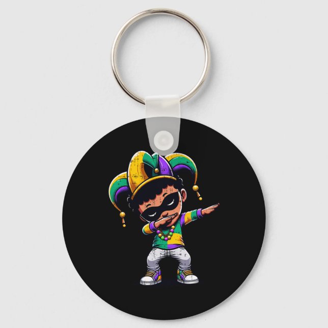 Llavero Mardi Gras Dabbing Boy Black Funny Set Jester H (Anverso)