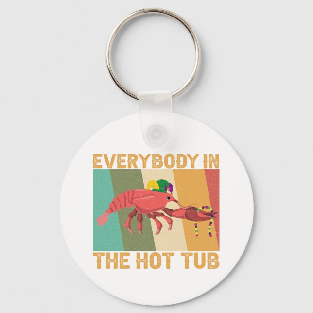 Llavero Mardi Gras De Langosta Graciosa En La Bañera Calie (Anverso)