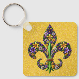 Llavero Mardi Gras floral flor de lis