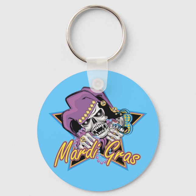 Llavero Mardi Gras Jester Skull (Anverso)
