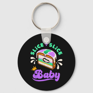 Llavero Mardi Gras King Cake Slice Cerca