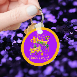 Llavero Mardi Gras Mask Fleur de Lis Bebidas King Cake