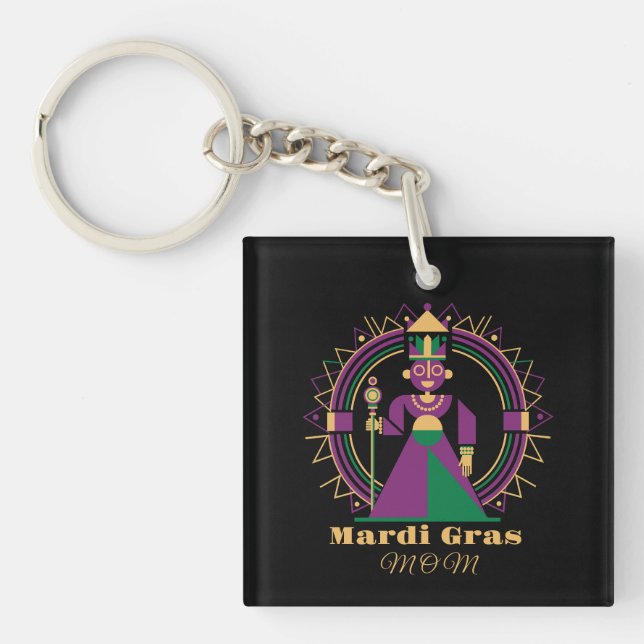 Llavero Mardi Gras Mom 2026 Queen (Frente)