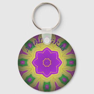 Llavero Mardi Gras, patrón de mandala colorido