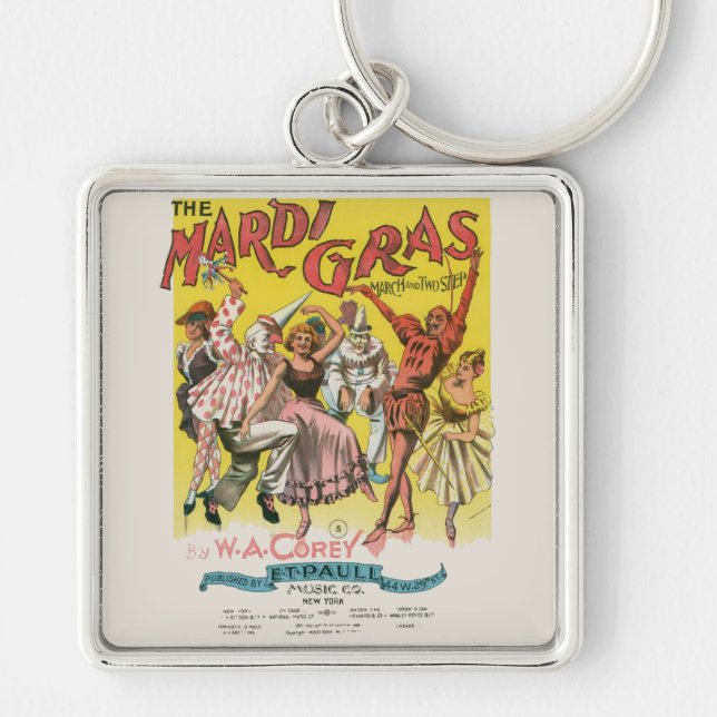 Llavero Mardi Gras Poster amarillo antiguo (Frente)