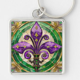 Llavero Mardi Gras Sained Glass Fleur de lis