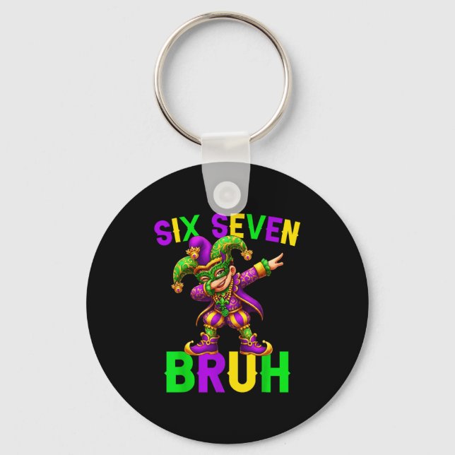 Llavero Mardi Gras Six Seven Bruh Dab Jester 6 7 Meme Fat  (Anverso)