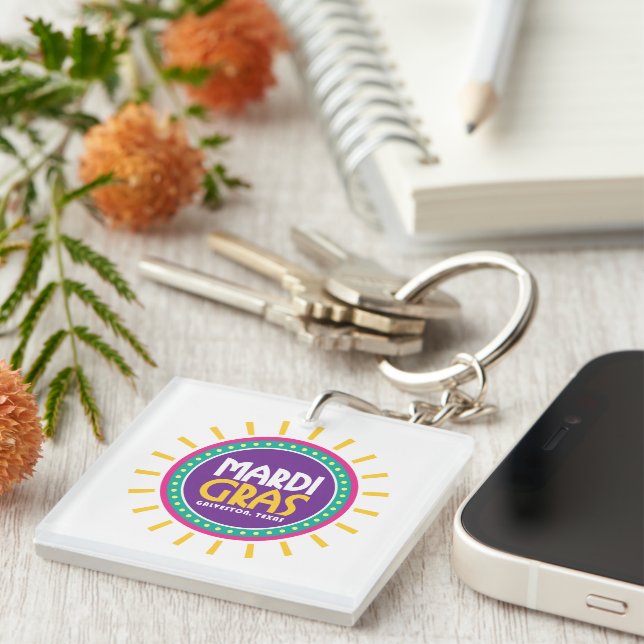Llavero Mardi Gras Sun, Galveston, Texas (Frente Derecha)