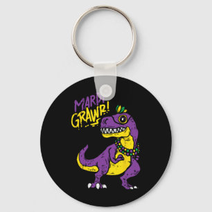 Llavero Mardi Grawr T-rex Dinosaur Dino Mardi Gras Carniva