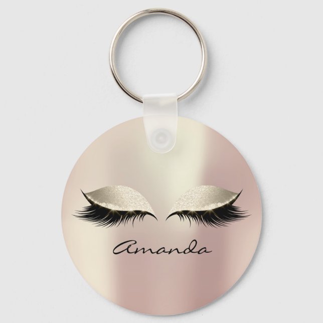 Llavero Marfil Pink Eyes Girly Makeup Lashes Nombre Rubor (Anverso)