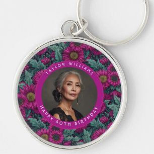 Llavero Margarita Chic Feliz Cumpleaños Personalizado Púrp