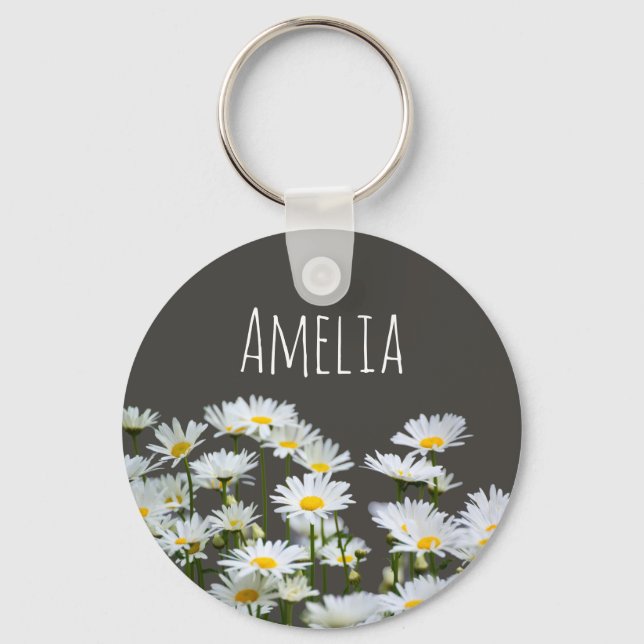 Llavero Margaritas en Gris Personalizadas (Anverso)