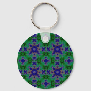 Llavero Margeriten blau grün retro artdeco muster