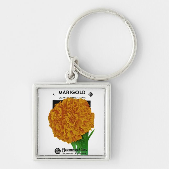 Llavero Marigold Vintage Seed Packet (Frente)