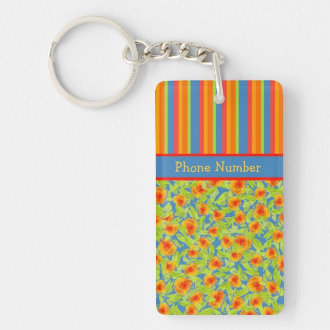 Llavero Marigolds naranja, Stripes Keychain para personali (Frente)