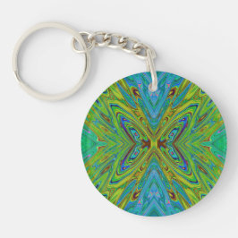 Llavero Mariposa abstracta azul y chartreuse alucinante