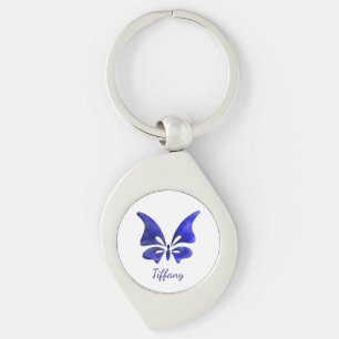 Llavero Mariposa acuarela azul profundo saturado
