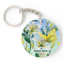 Mariposa amarilla de la Keychain White Lily