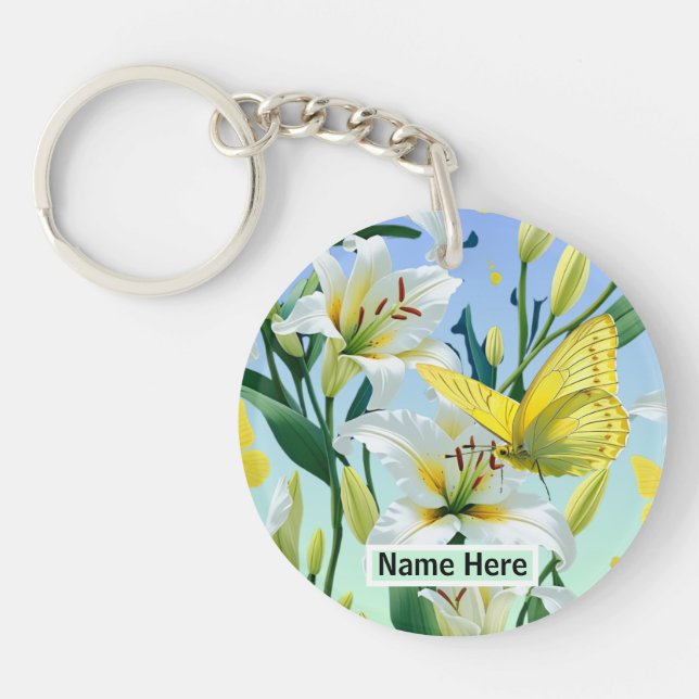 Llavero Mariposa amarilla de la Keychain White Lily (Frente)