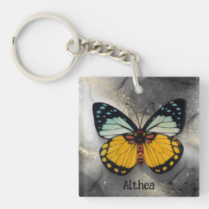 Llavero Mariposa amarilla suave personalizada
