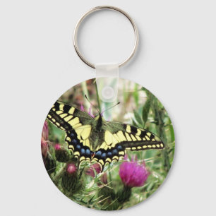 Llavero Mariposa amarillo pálido y azul
