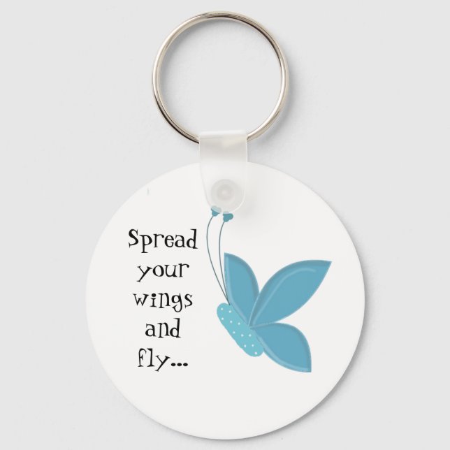 Llavero Mariposa Azul con Frase (Anverso)