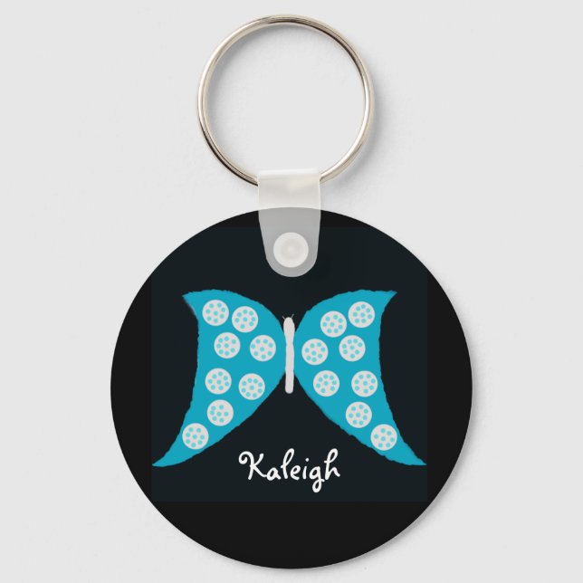 Llavero Mariposa azul en la cadena de claves personalizada (Anverso)