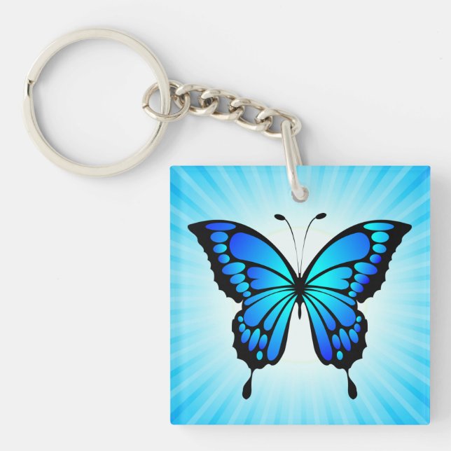 Llavero Mariposa Azul Insect Ilustracion-camiseta 20284 (Frente)