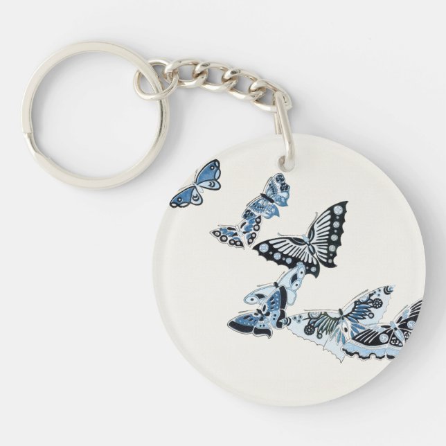 Llavero Mariposa azul vintage japonesa (Frente)