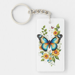 Llavero Mariposa azul y flores amarillas-45871 Hoodie