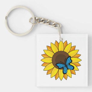 Llavero Mariposa azul y girasol
