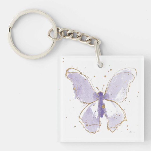 Llavero Mariposa color agua de lavanda (Frente)