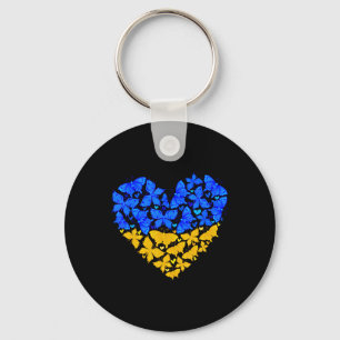 Llavero Mariposa Corazón Bandera de Ucrania Vintage Amor U
