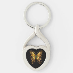 Llavero Mariposa de Cristal Esmeralda Dorada