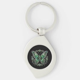 Llavero Mariposa de Cristal Verde | Marco Floral