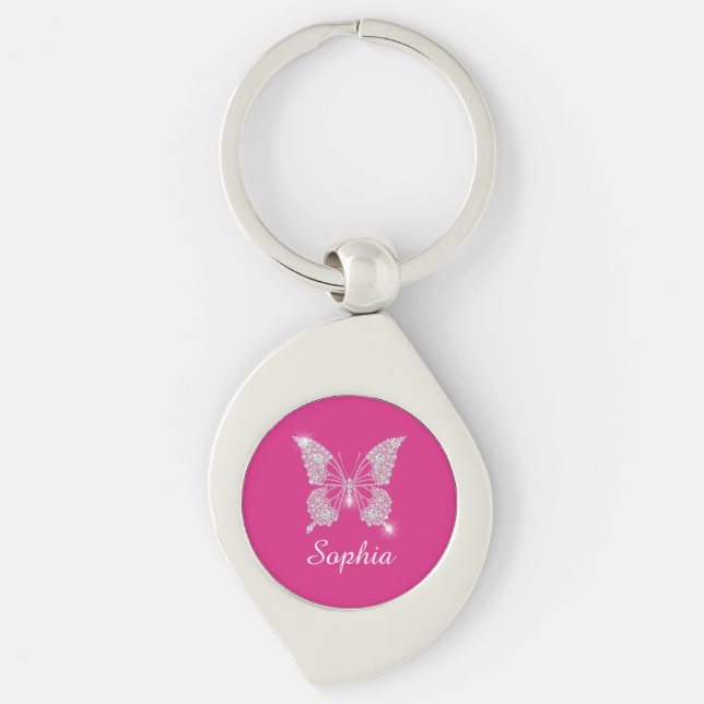 Llavero Mariposa de Diamante Blanco, Nombre del Script, Fu (Anverso)