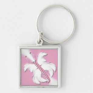 Llavero Mariposa De Fantasía Rosa Y Blanca