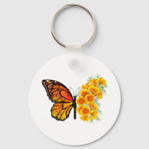 Llavero Mariposa de flores con amapola amarilla de Califor