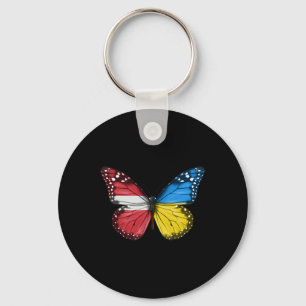 Llavero Mariposa de la bandera letona ucraniana Letonia Uc