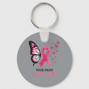 Llavero Mariposa de lazo rosa de concienciación sobre el c