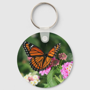 Llavero Mariposa de monarca en la flor del Lantana