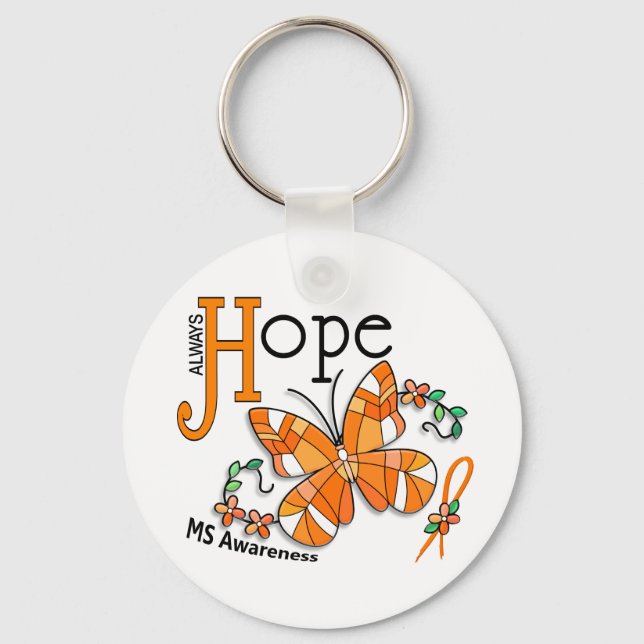 Llavero Mariposa de vidrio manchado MS (Anverso)