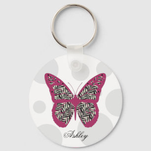 Llavero Mariposa del estampado de zebra