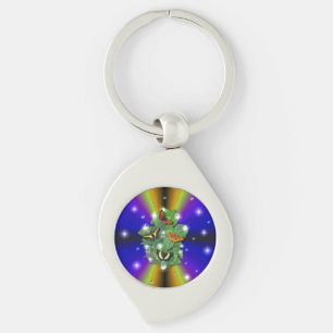 Llavero Mariposa en arcoiris amarillo púrpura