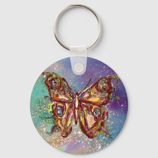 LLAVERO MARIPOSA EN BRILLOS DE ORO (Anverso)